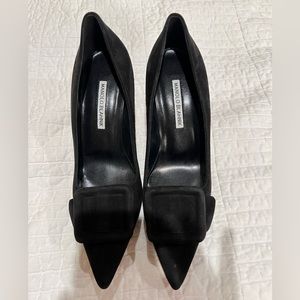 Black Suede Heels- Manolo Blahnik, size 39.5